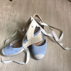 Vionic wedge espadrilles, blue, 6.5